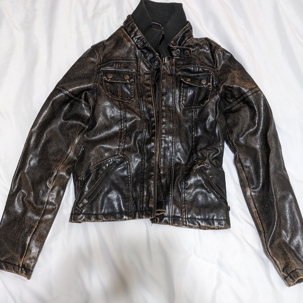 Dark brown leather jacket